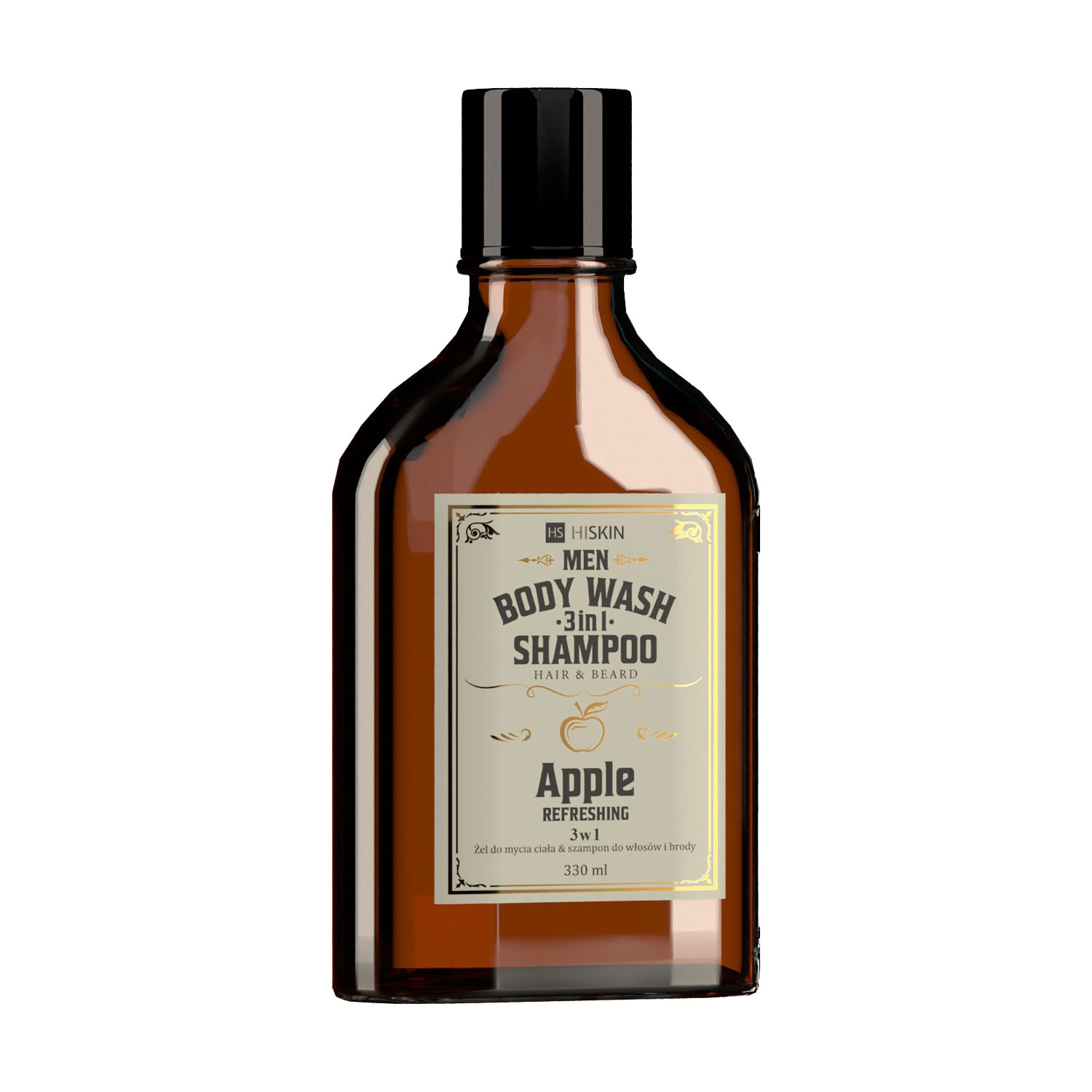 Чоловічий гель-шампунь для миття тіла, волосся та бороди HiSkin Apple Men Body Wash Gel And Shampoo, 330 мл